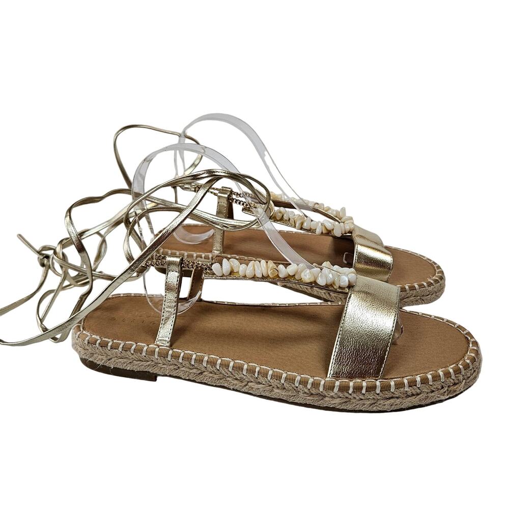 asos Design Jukebox Beaded Two Part Espadrilles in Gold Mermaidcore Women's 10